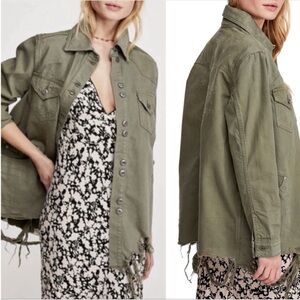 Free People Moonchild Olive Green Denim Shirt Jacket / Shacket - Womens Medium